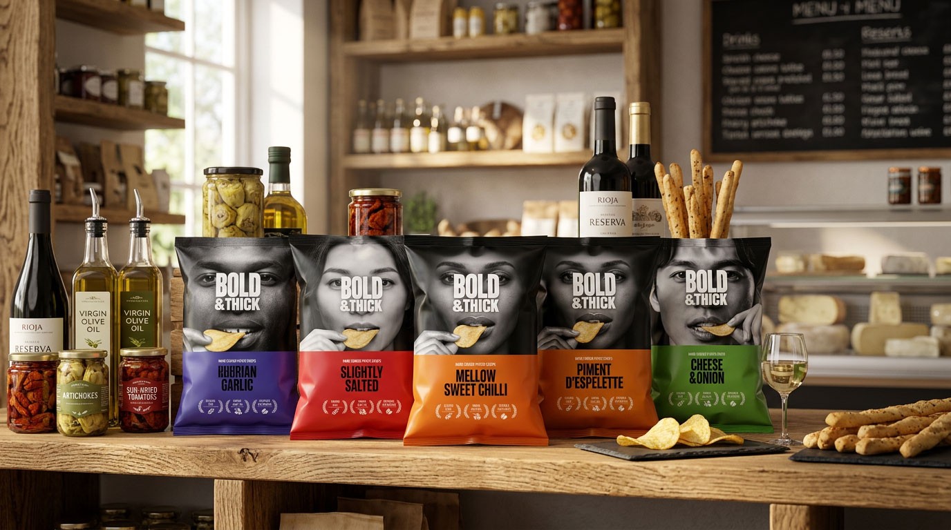 BOLD&THICK retail presentation in a premium food retail setting